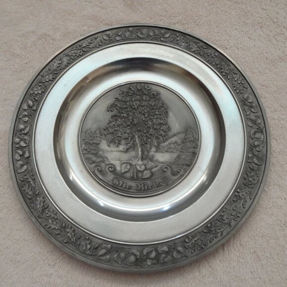 SKS Zinn 95% Pewter Wall Plate The Birch Die Birke German Vintage 9.5" Tree - Picture 2 of 5